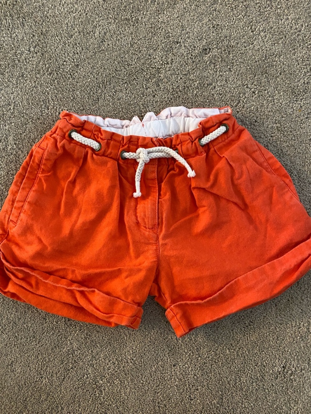 Crewcuts Bright Orange Elastic Waist Shorts linen